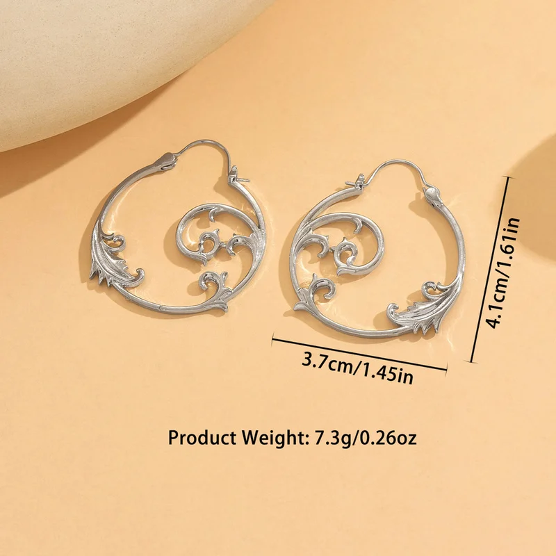 خمر الفضة الحد الأدنى نمط المعادن منحوتة نمط الأقراط العرقية هندسية دوامة قلادة المرأة المجوهرات