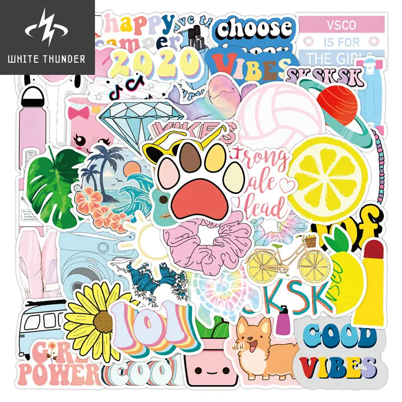 50pcs Kawaii Fresh Stickers for kids Fruit Animal Cute Sticker School Stationery Student Supplies for Laptop Phone Notebook