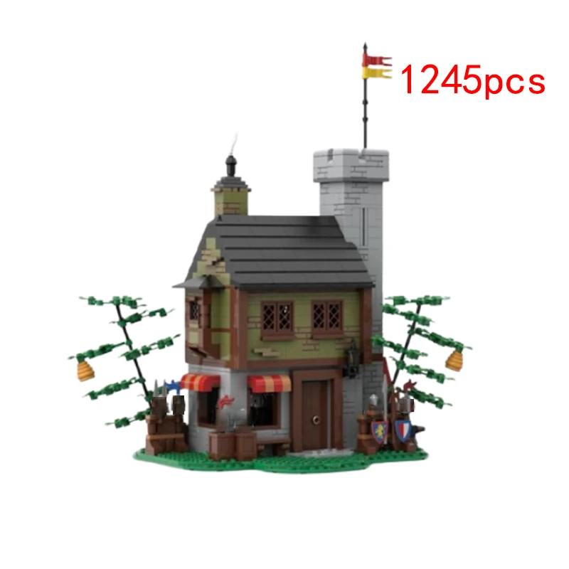 Modèle de bloc de construction de MOC-176379 de petite particule de tache, architecture créative médiévale, assemblage de château, puzzle d'assemblage de jouet, ornement