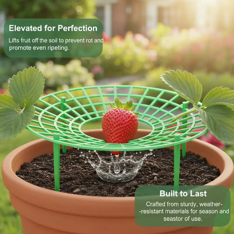 Plastic Strawberry Support Stand with Legs Round, Berry Growing Rack Keep Fruit Clean Prevent Rot, Planter for Raised Bed Pot
