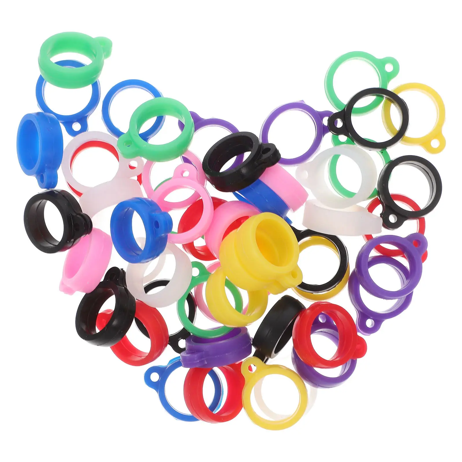 50Pcs Versatile Silicone Keychain Rings 13Mm Anti-Lost Rubber Pen Holder Lanyard Necklace Clip for Office Outdoor Commute