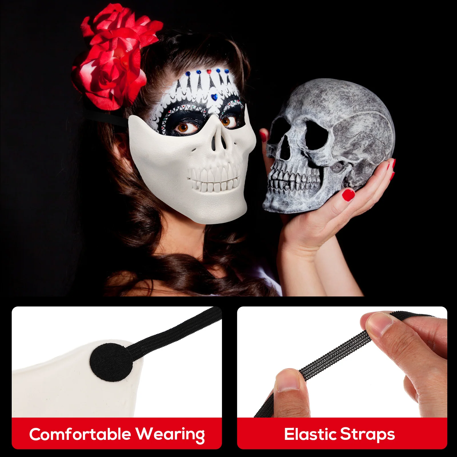 

1Pcs Full Face Protection Halloween Skull Mask Realistic Cosplay Party Horror Scary Mask for Adults Festival Props