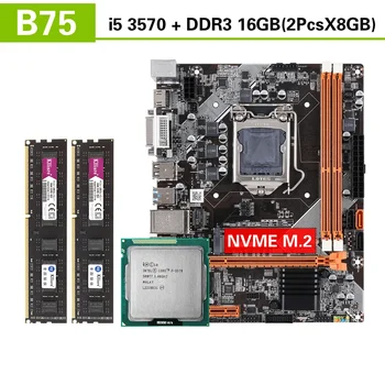 Kllisre B75 kiti anakart çekirdek I5 ile Set 3570 2X8GB = 16GB 1600MHz DDR3 masaüstü bellek NVME M.2 USB3.0 SATA3