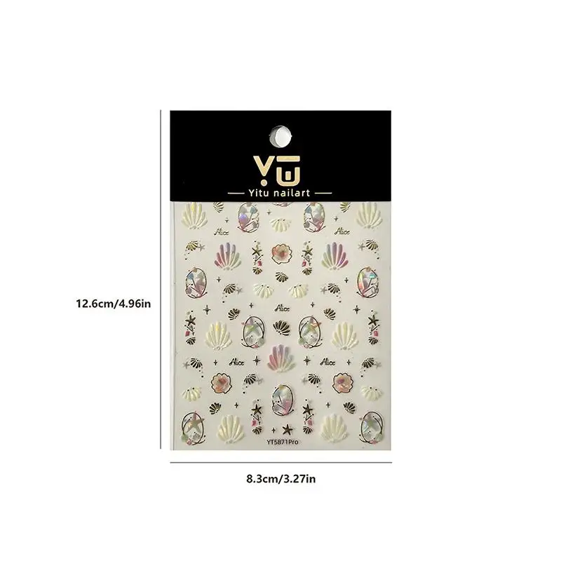 Urocze naklejki na paznokcie, ozdoby do paznokci, złote naklejki 5D z podwójną warstwą, muszelki, rozgwiazdy, naklejki do zdobienia paznokci, dekoracje do paznokci, akcesoria do paznokci.