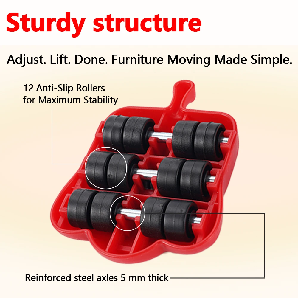 6KG Furniture Moving Transport Roller Set Heavy Duty Lifiting Caster Tool Furniture Transport Lifter Sliders Roller Tool image 4