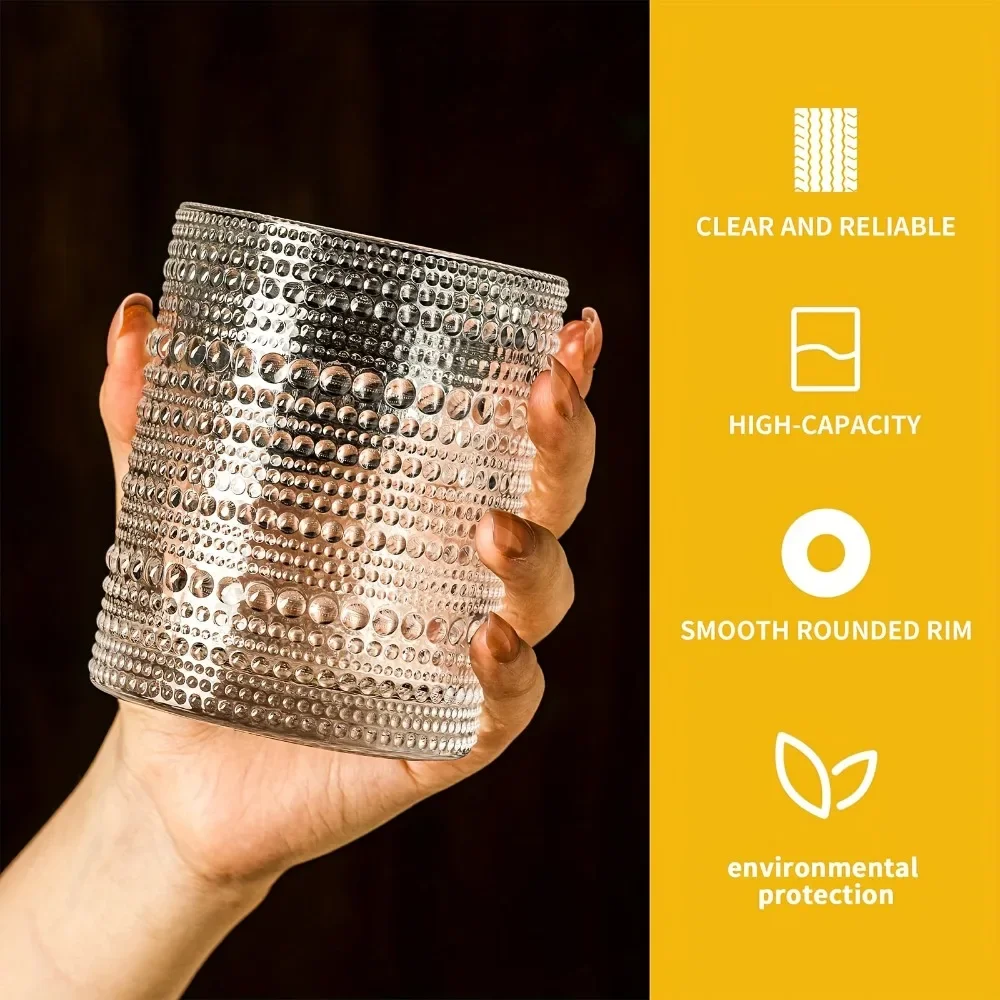 2PCS 450ml Vintage Drinking Glasses Transparent Water Cup for Beer Juice Cocktail Whiskey Milk Bar Parties Tumbler Glassware Set