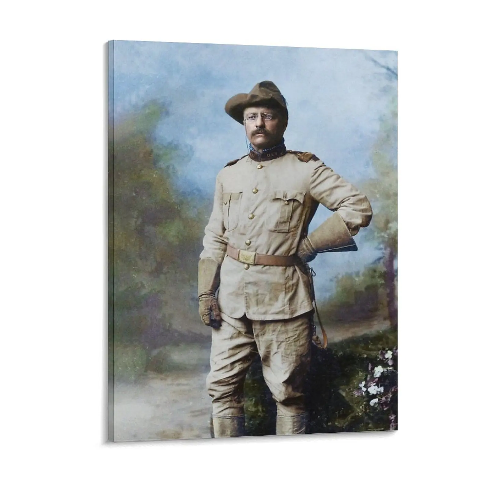 

President Theodore Roosevelt In His Rough Riders Uniform Canvas Painting Wall Mural Club Custom Printing Framed Wall Paintings