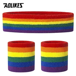 AOLIKES Sweatband Sports Headband Wristband Sweatbands Terry Cloth Wrist Headbands Moisture Wicking Sweat Absorbing Head Band