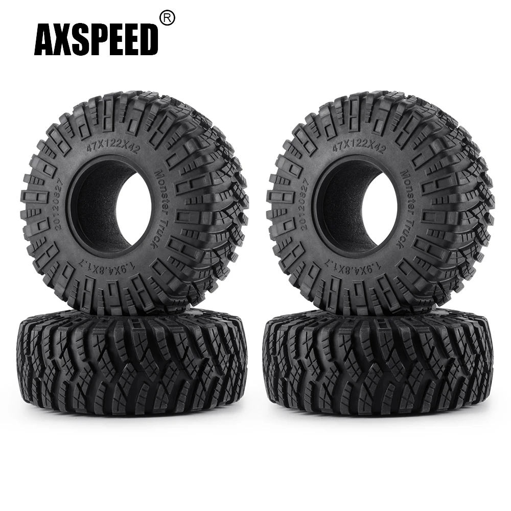 AXSPEED 1/4 ชิ้น 1.9 นิ้ว 122 มิลลิเมตรยางล้อยางใส่ฟองน้ําสําหรับ Axial SCX10 III TRX-4 1/10 RC รถรถบรรทุกมอนสเตอร์อะไหล่