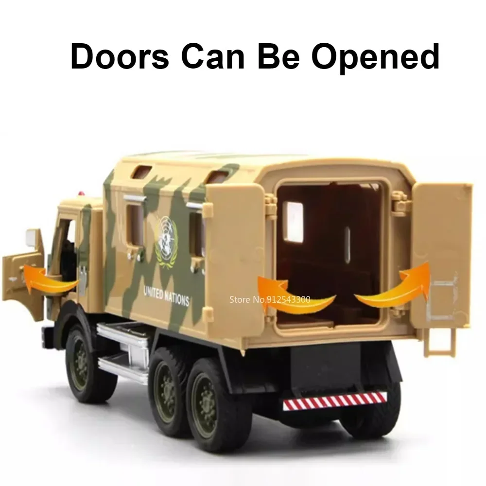 1:32 Russische Kamaz Militair Transport Truck Model Speelgoed Terugtrekken Geluid Licht Kinderen Auto Speelgoed Legering Diecast Collectie Voertuig Geschenken