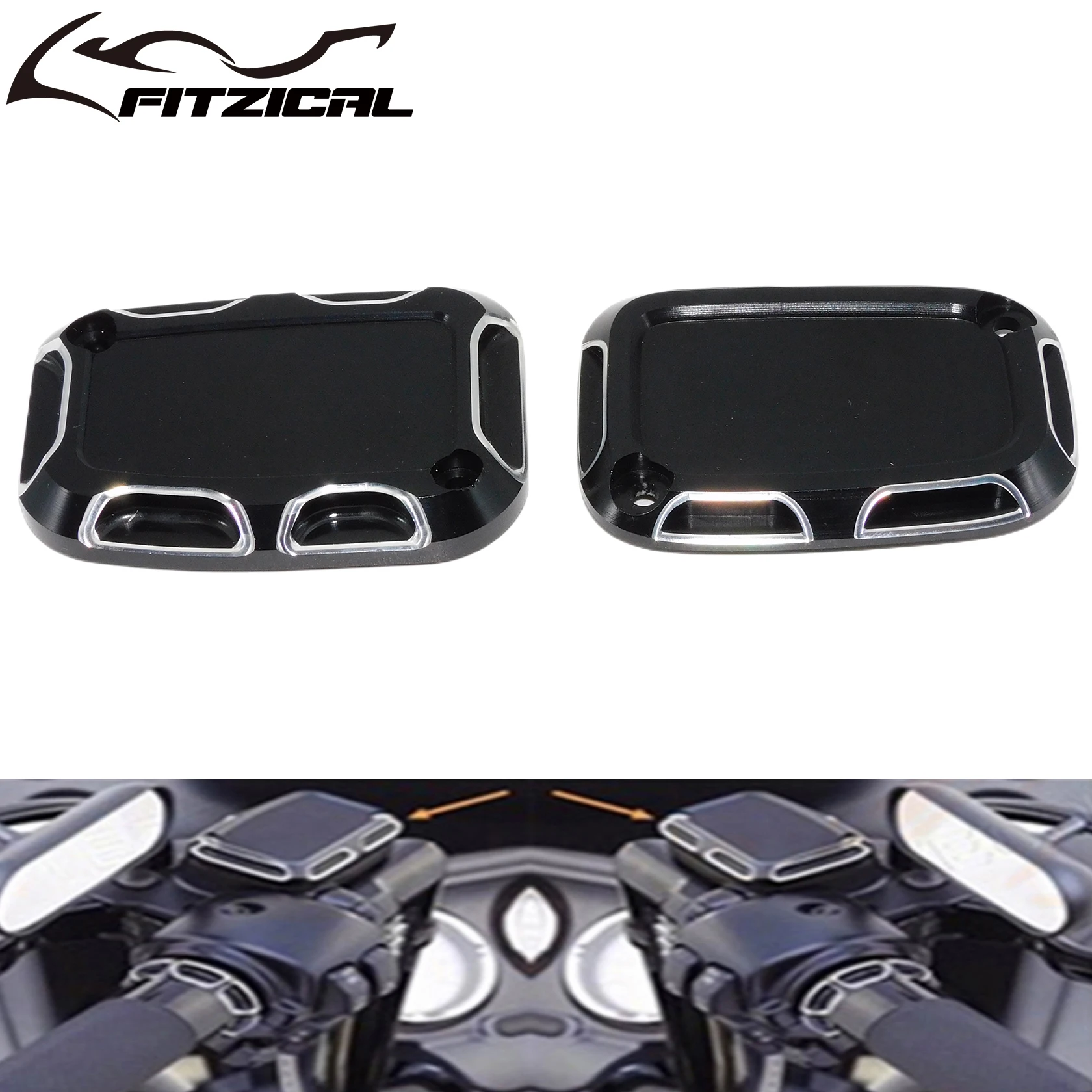 2xMotorcycle CNC Front Brake Master Cylinder Cover For Harley Touring Road King Electra Glide Ultra FLHR FLTR V-Rod Night Rod