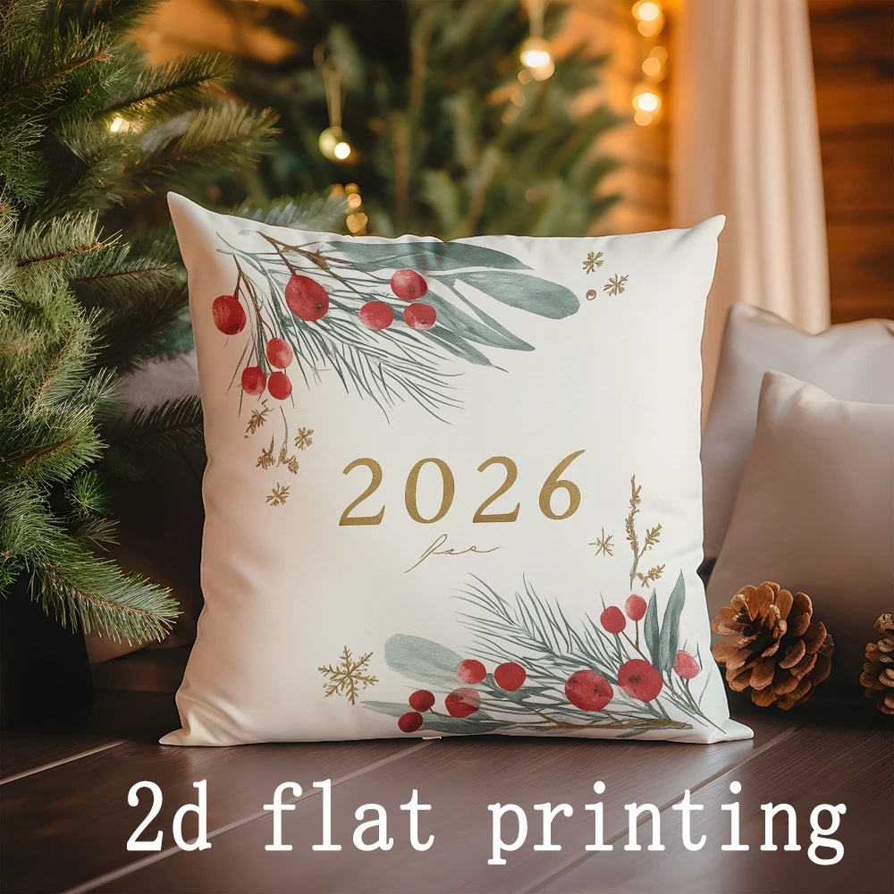 1 قطعة/4 قطعة-عيد الميلاد 2026 وسائد عيد الميلاد المجيد الزخرفية ، غطاء وسادة مربع ، غطاء الوسادة الزخرفية للأريكة الحديثة #2