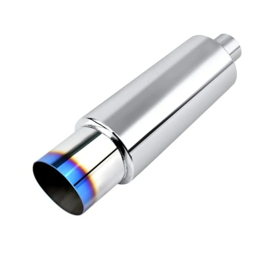 

3" Exhaust Muffler, 3" Inlet OD 4" Outlet Stainless Steel Universal Straight Through N1 Style Burnt Exhaust Tip, Deep Tone for