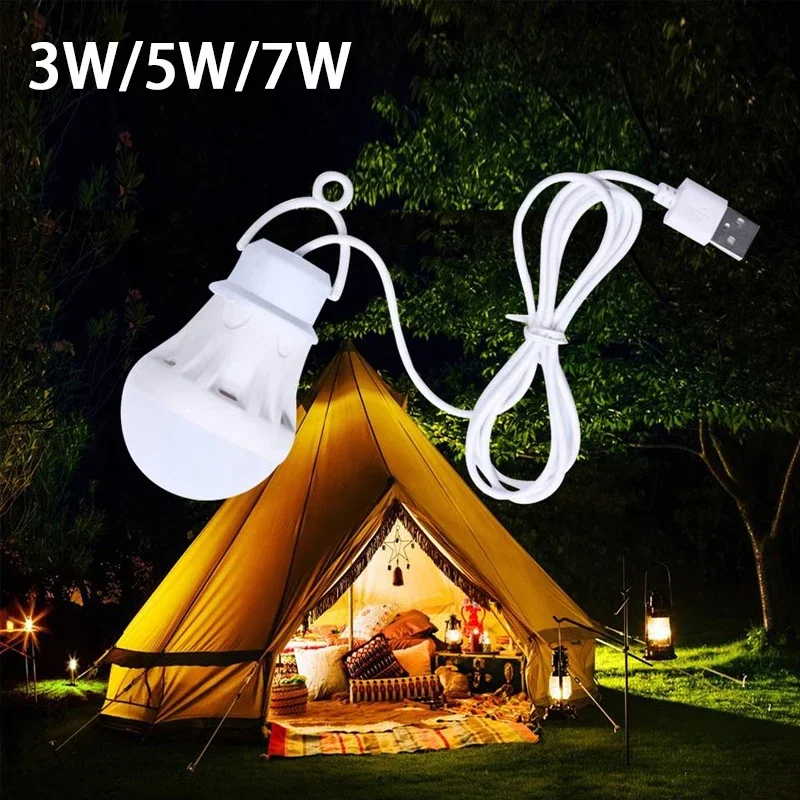 1pc 3W/5W/7W Power Portable Lantern Camp Lights USB Bulb Outdoor Camping Multi Tool Home Emergency Night Lamp For Hiking Fishing