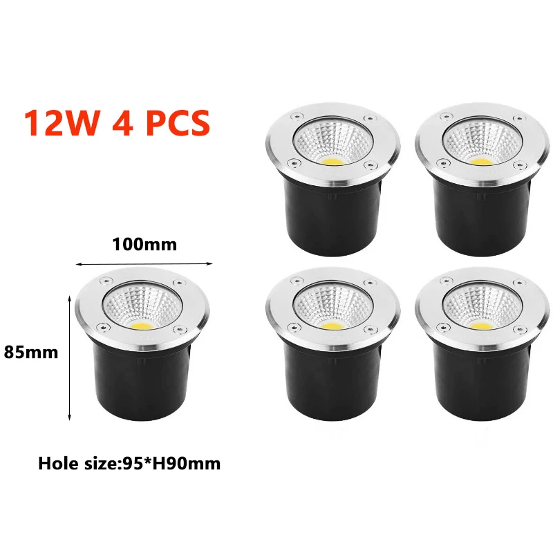 

4PCS IP67 LED Underground light 5W10W15W Floor Lamp Outdoor Ground Spot Landscape Garden Square Path Buried Yard 110V220V 12V