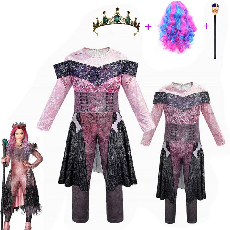 New Girls queen mean d-descendants 3 Mal/Evie Bertha Maleficent Cosplay Audrey Costume Girls Halloween Party Clothing Jumpsuits