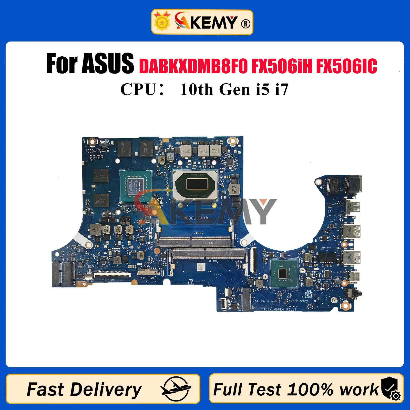 

Материнская плата DABKXDMB8F0 для ноутбука ASUS TUF Gaming FA506I FX506iH FX506II FX506IC с 10-го поколения i5 i7 tests, быстрая доставка