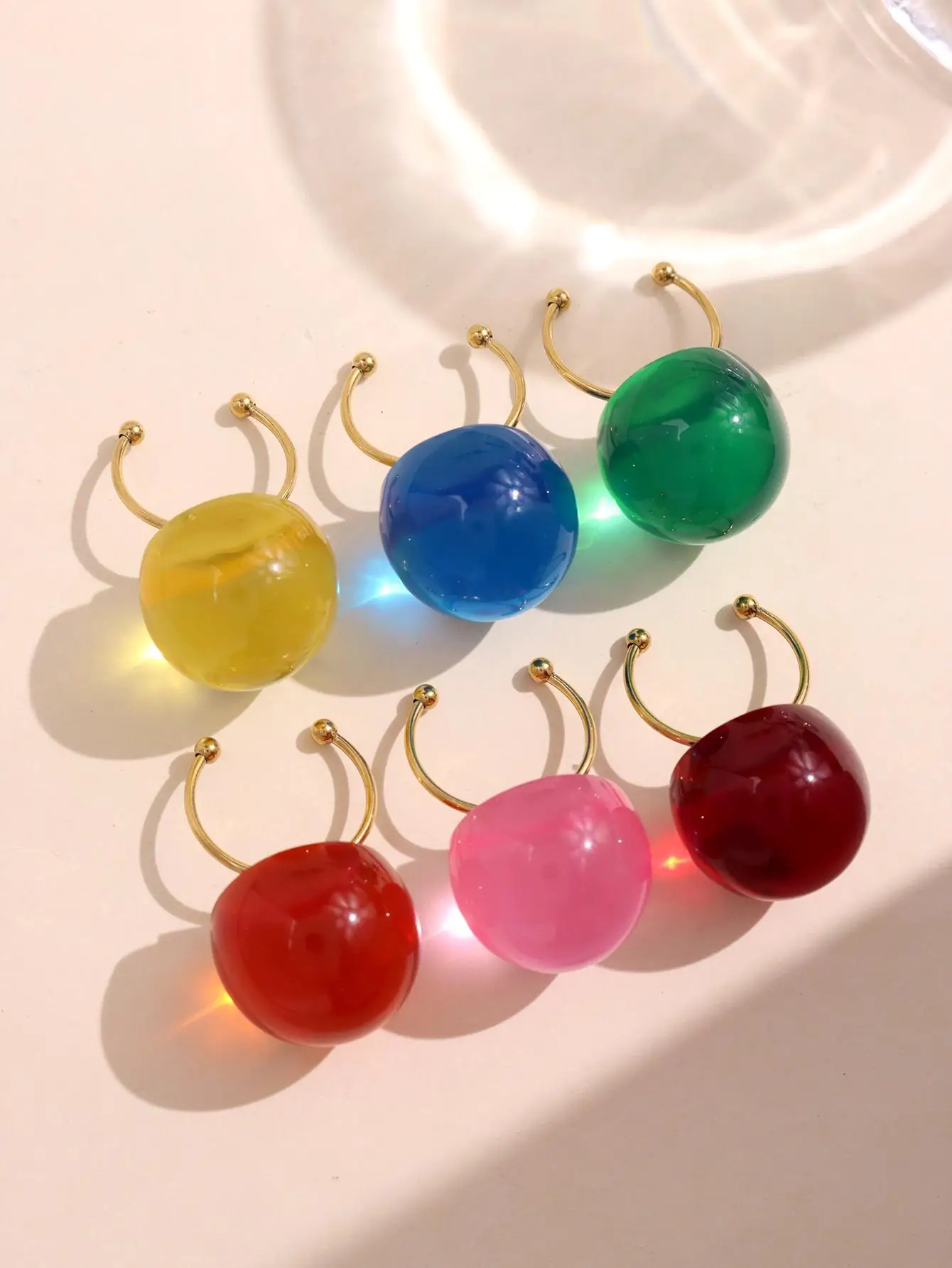 1 Artistic Jelly-Transparent Resin Stainless Steel Open Ring Cute Fashionable Women's  Jewelry Everyday & Party Wear