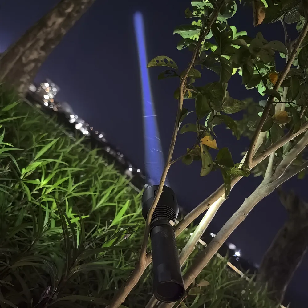 하이라이트 롱빔 스로우 충전식 LEP 전술 레이저 토치 사냥 손전등