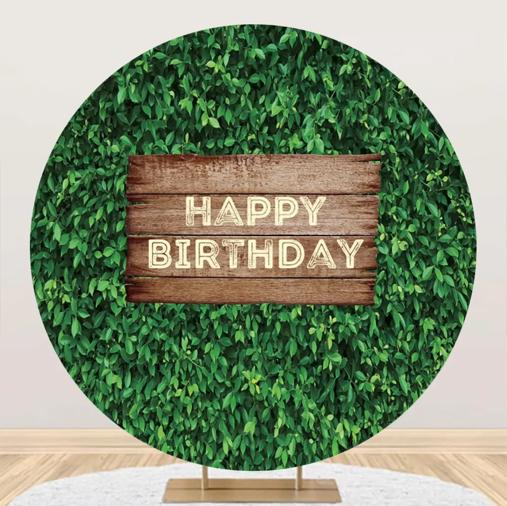Greenery Gold Glitter Wild One Photography Background Round Style Photo Backdrop for Kids Birthday Party Portrait Home Decor