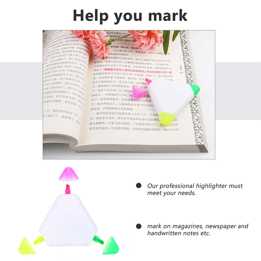 

5pcs Triangle Fluorescent Pens Multicolored Watercolor Highlighter For Adults School Office Reading Notes Art Scrapbooking