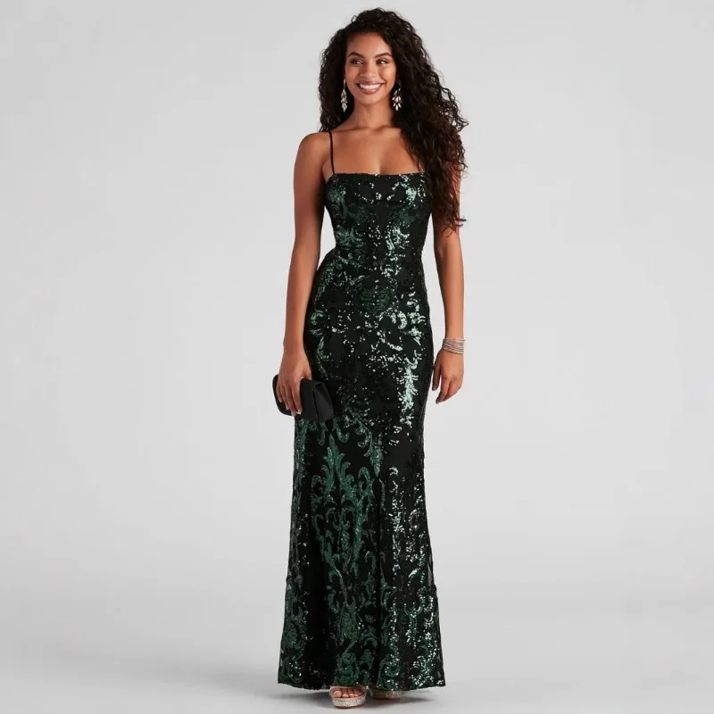 

2025 High Quality Women's Summer Dress Sexy Dress Fashion Glitter Luxury Strap Dress European and American Women's Wear