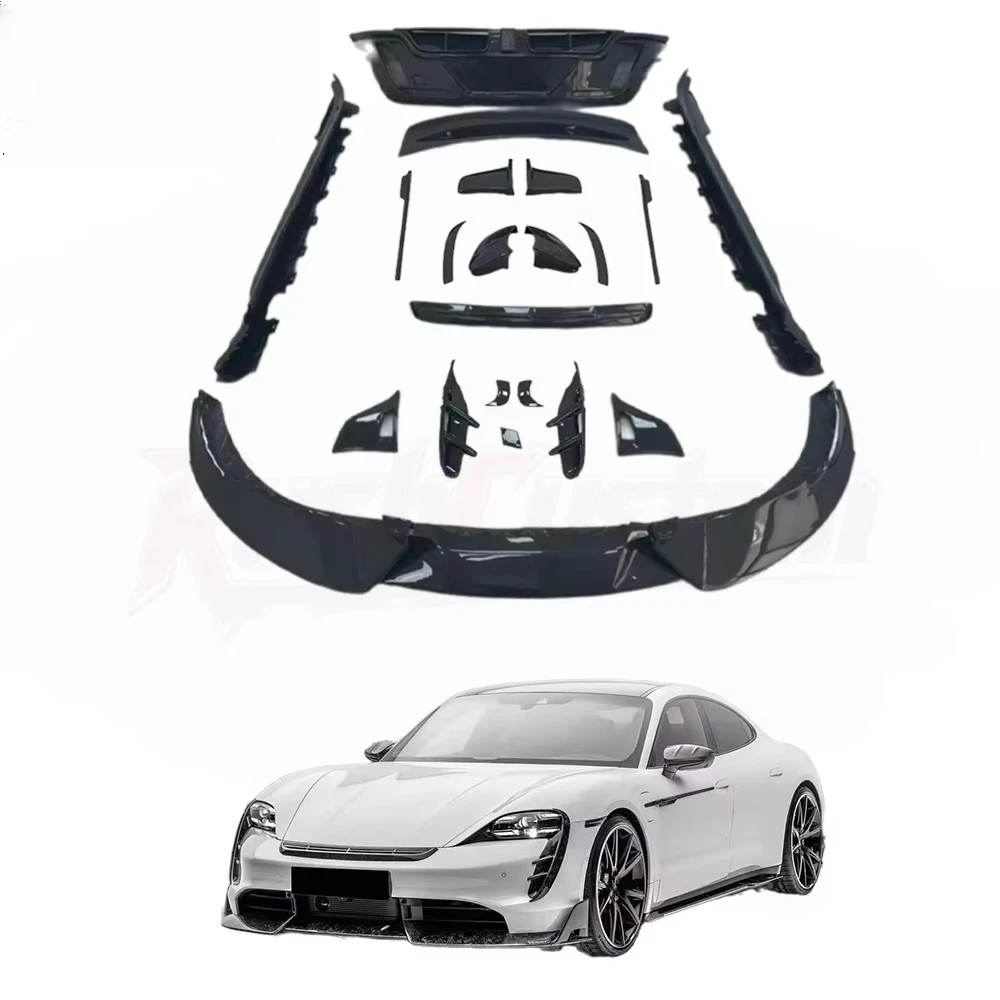MSY Style Carbon Fiber Body Kit For  Taycan Hood Front Rear Bumper Side Skirts Fenders Upgrade Parts