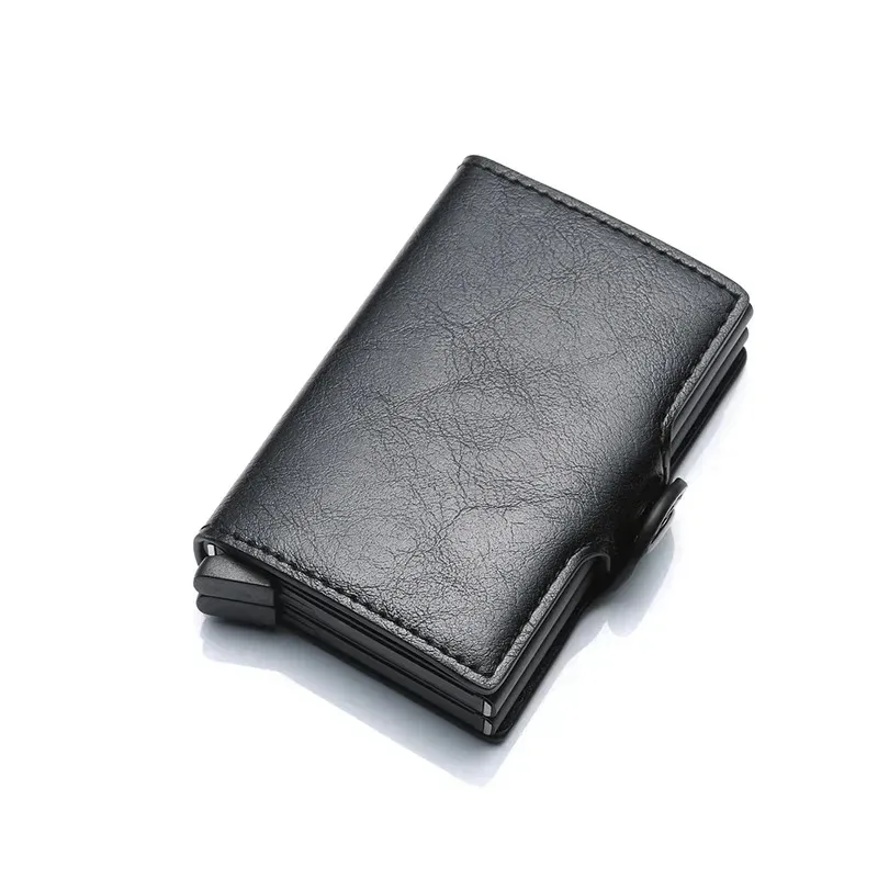 

Карбоновый держатель для кредитных карт, мужской кошелек RFID, кошелек из искусственной кожи с металлической застежкой, мужской кошелек, минималистичные подарки для мужчин Carteiras