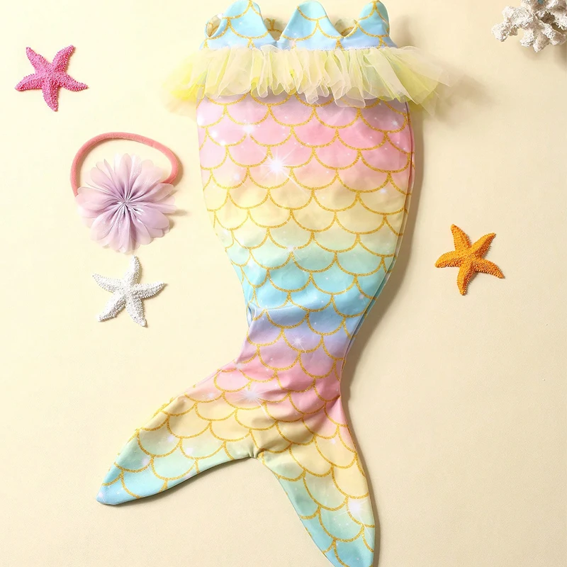 Ylsteed Newborn Mermaid Costume with Headband Baby Girl Photography Props Mermaid Photography Clothing