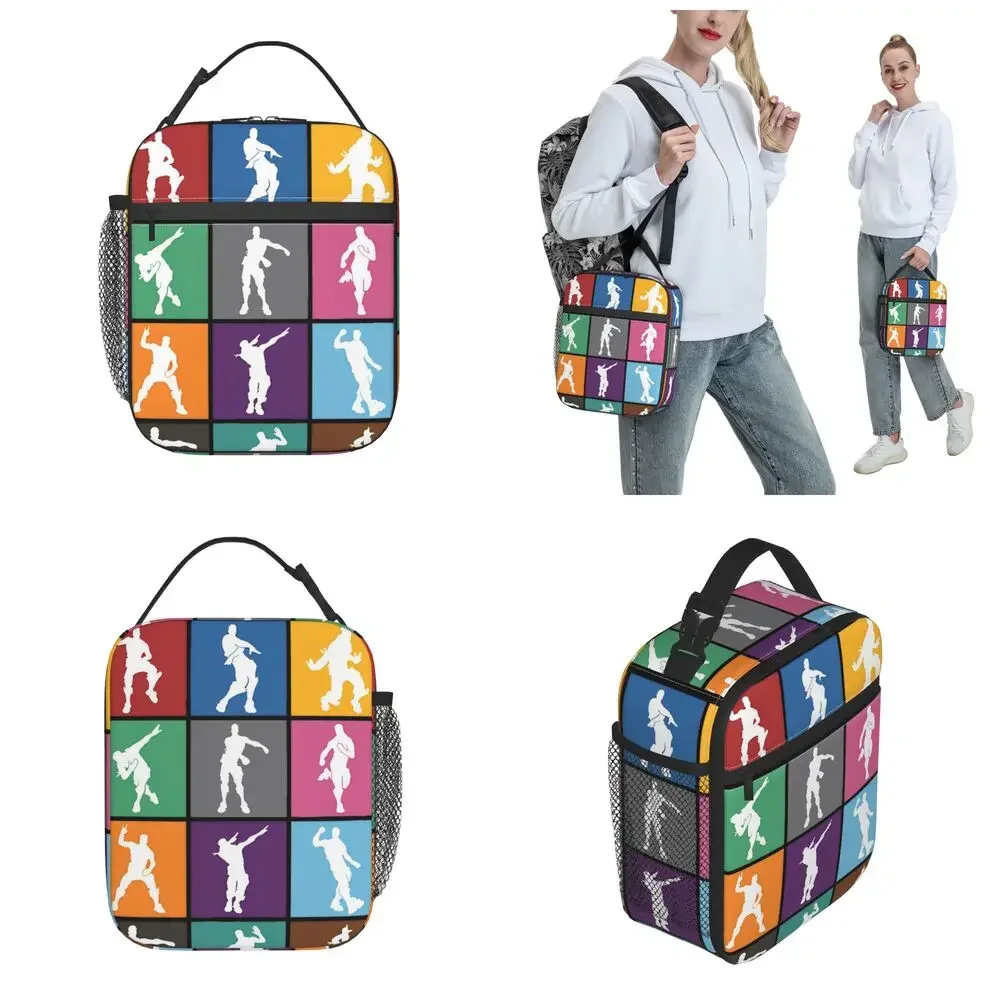 Fortnited Battle Royale Victory Dance Lattice Insulated Lunch Bags Leakproof Meal Container Thermal Bag Lunch Box Tote Girl Boy