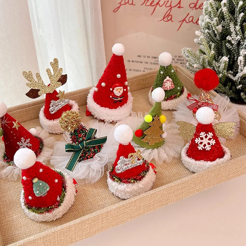 Picture 4: Cute Christmas Cartoon Hat Hairpin For Girls Sweet Hair Ornament Lovely Christmas Hat Hair Clip Barrette Festiva Hair Accessory