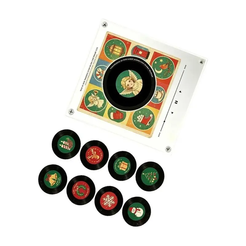 WCS-Christmas Fridge Decor NFC Music Player Acrylic Rotary Disc Automatic Singing Song Player Refrigerator Magnetic Sticker