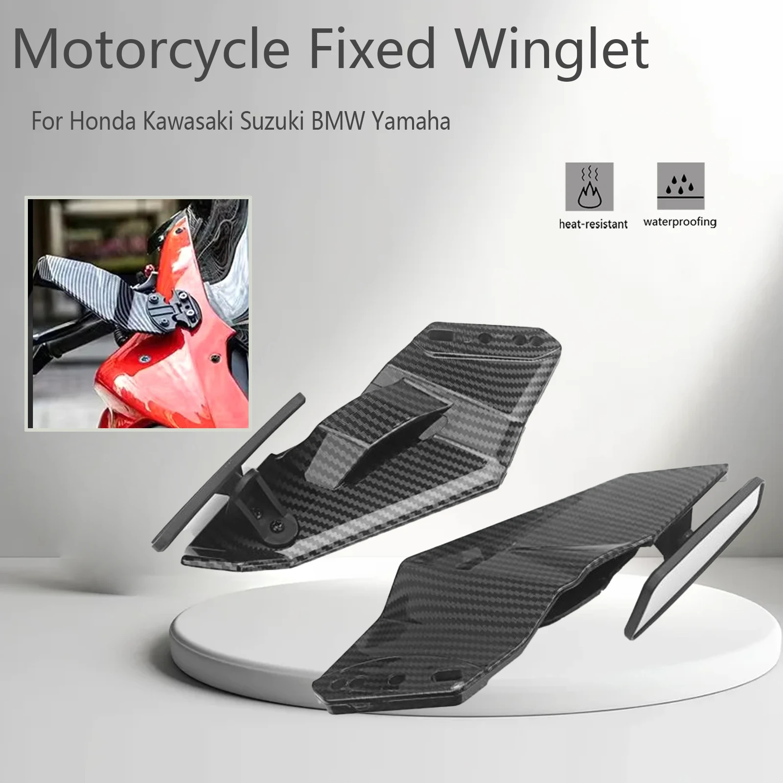 

Motorcycle Mirror Adjustable Rotating Rearview Mirror Universal Side Wing Spoiler Fairing For Honda Kawasaki Suzuki BMW Yamaha
