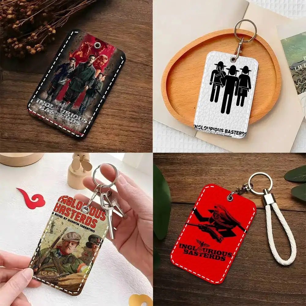 I-Inglourious Basterds War Movies Card Case Keychain Access Card Bag Key Tag Ring Leather Card Holder Key Ring Access