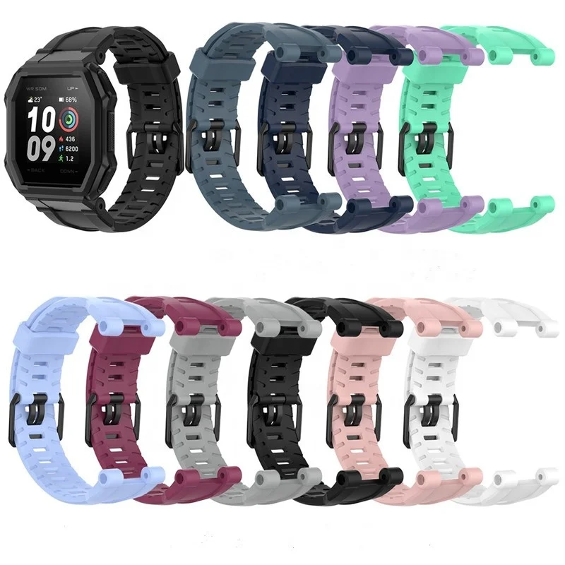 

Solid Color Black Metal Buckle Silicone Watch Band For Huami Amazfit Ares A1908 bracelet wristband