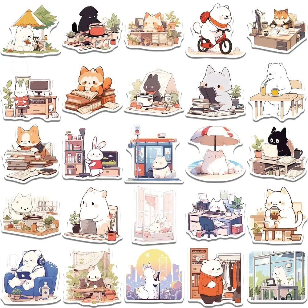 10/30/50pcs Cute Anime Animal Cartoon Stickers Waterproof DIY Car Motorcycle Laptop Kawaii Rabbit Cats Sticker for Kids Toy Gift