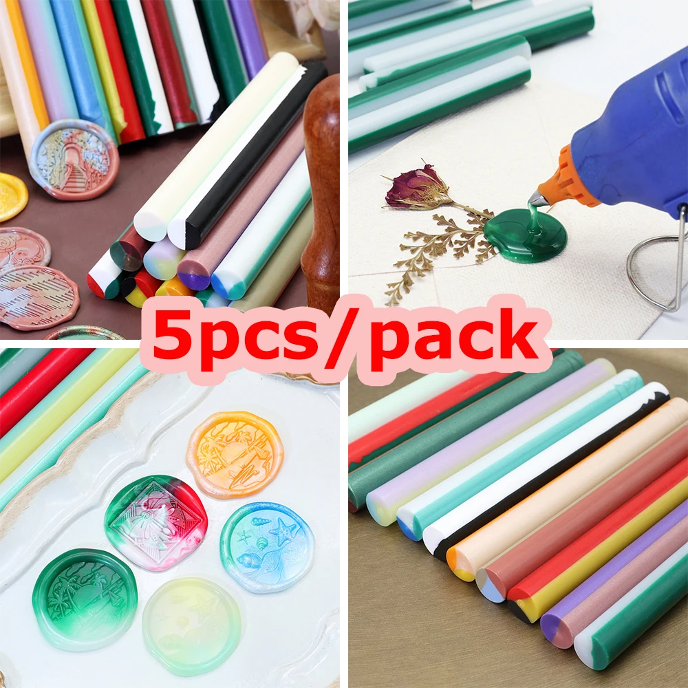 

5Pcs/pack Seal Wax Sticks for Melting Glue Gun Sealing Wax Sticks Wedding Party Invitation Sealing Wax Christmas Gift Decoration
