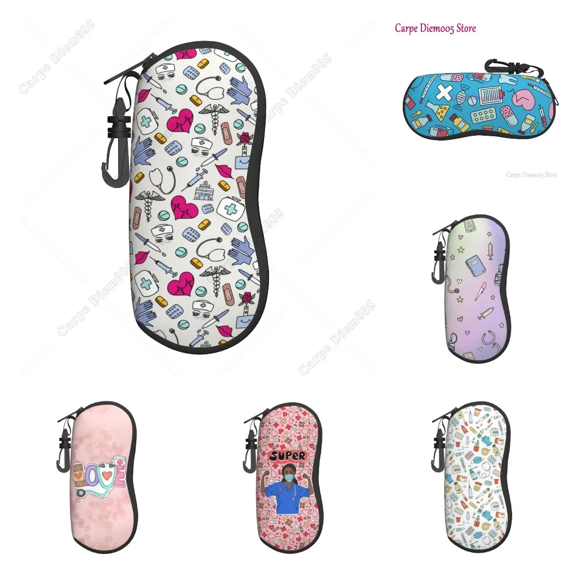 Funny Nurse Doctor Sunglasses Case Soft Glasses Box for Men Women Eyewear Accessories Protector Print One Size Outdoor Travel