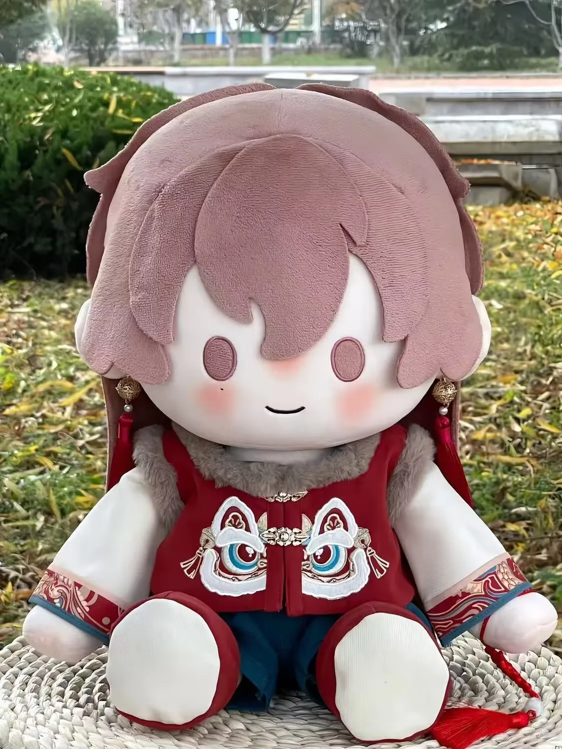 Vestido de saudação de ano novo de boneca de algodão de 40cm, vestido de boneca de estilo antigo chinês, atributo de cosplay, mudança de roupa de outono inverno