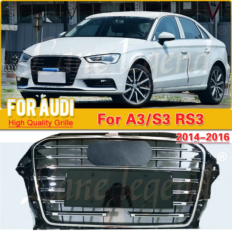 

Factory supply Car Front Bumper Grille with ACC modification for Audi RS3 for A3/S3 2014 2015 2016（Refit for RS3 Style）