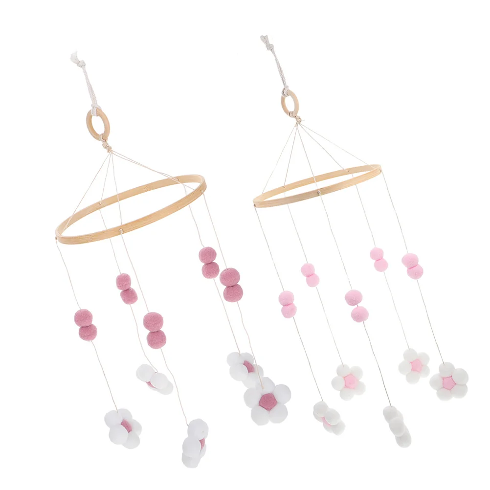 2Pcs Baby Crib Hanging Mobile Nordic Boho Flower Handmade Nursery Decoration Crib Toys Nursery Mobiles