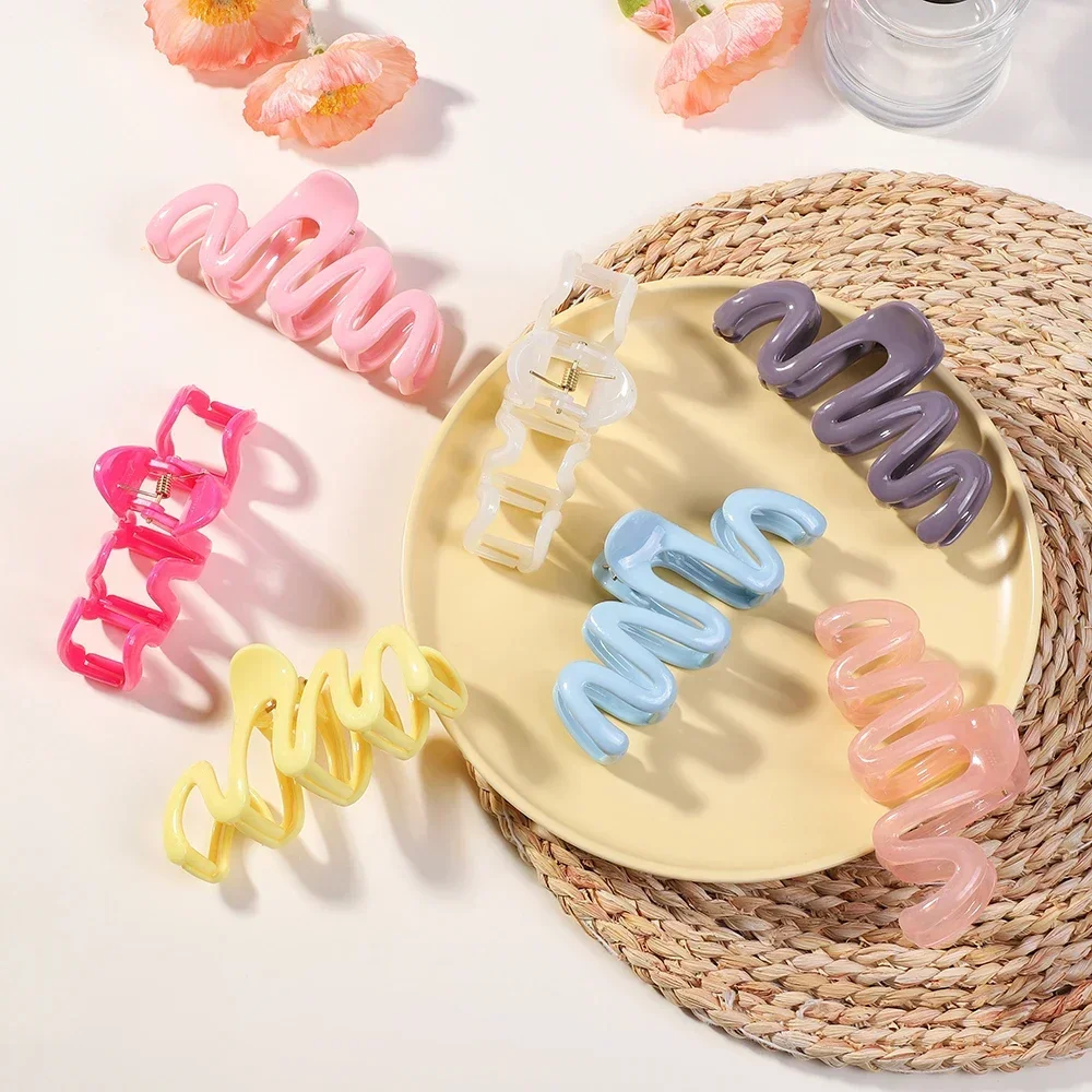 Fashion Acrylic Hair Claw Clip Large Wave Style Hairpins Clamps Barrettes Hair Accessories Hairgrip Women Ponytail Headwear