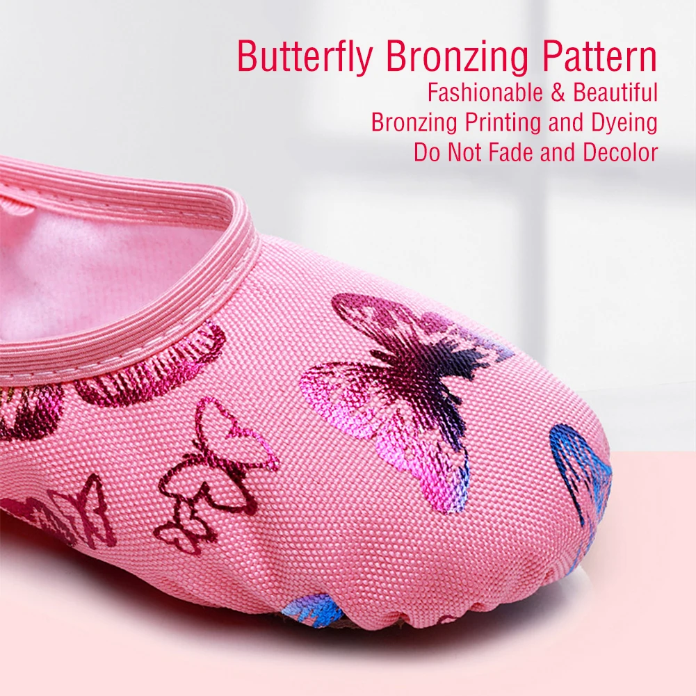 Girls Ballet Shoes Canvas Glitter Butterfly Soft Sole Ballet Dance Slippers Children Practise Ballerina Shoes Woman Dance Shoes