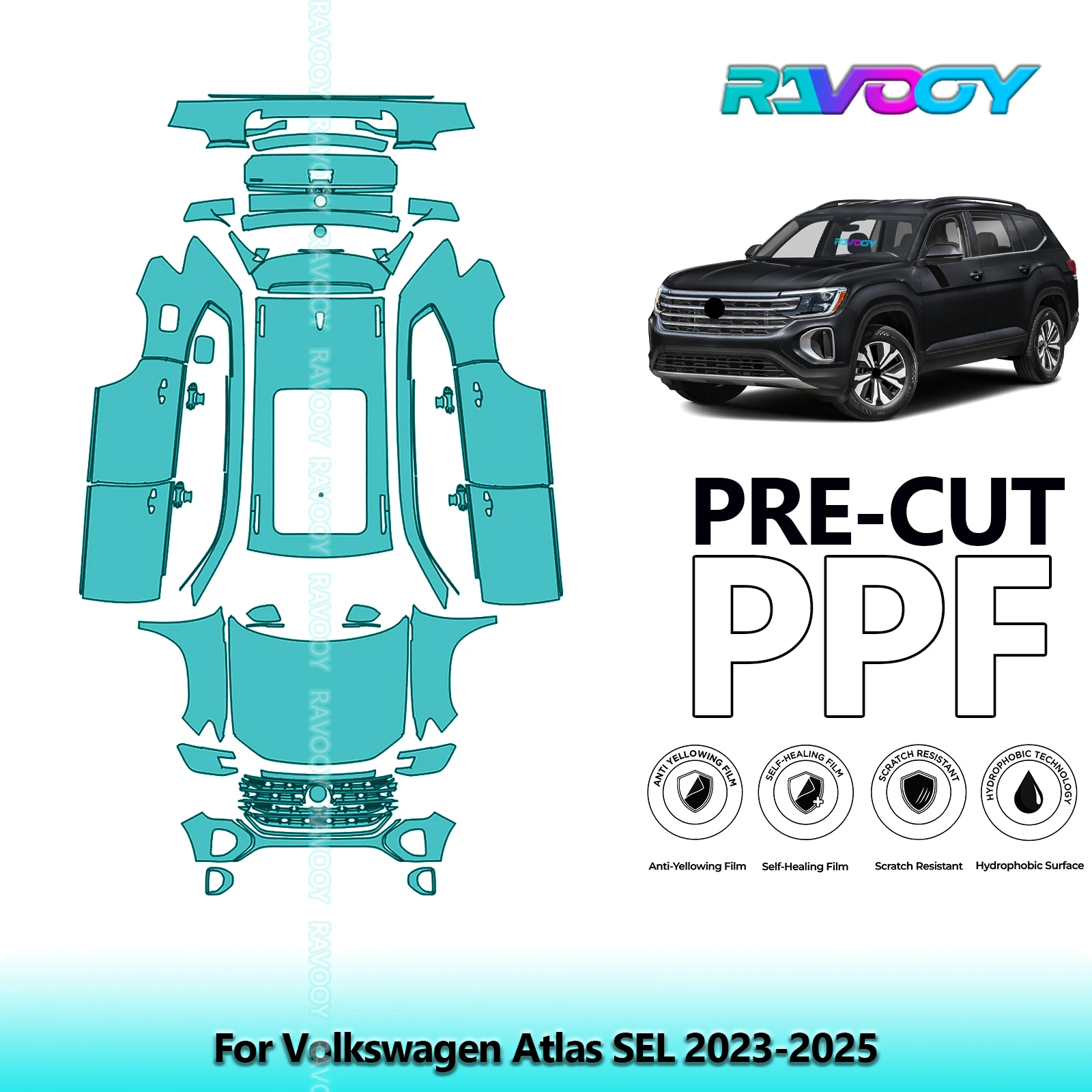 

Full Vehicle Clear Bra Precut PPF Paint Protection Film For Volkswagen Atlas SEL 2023-2025