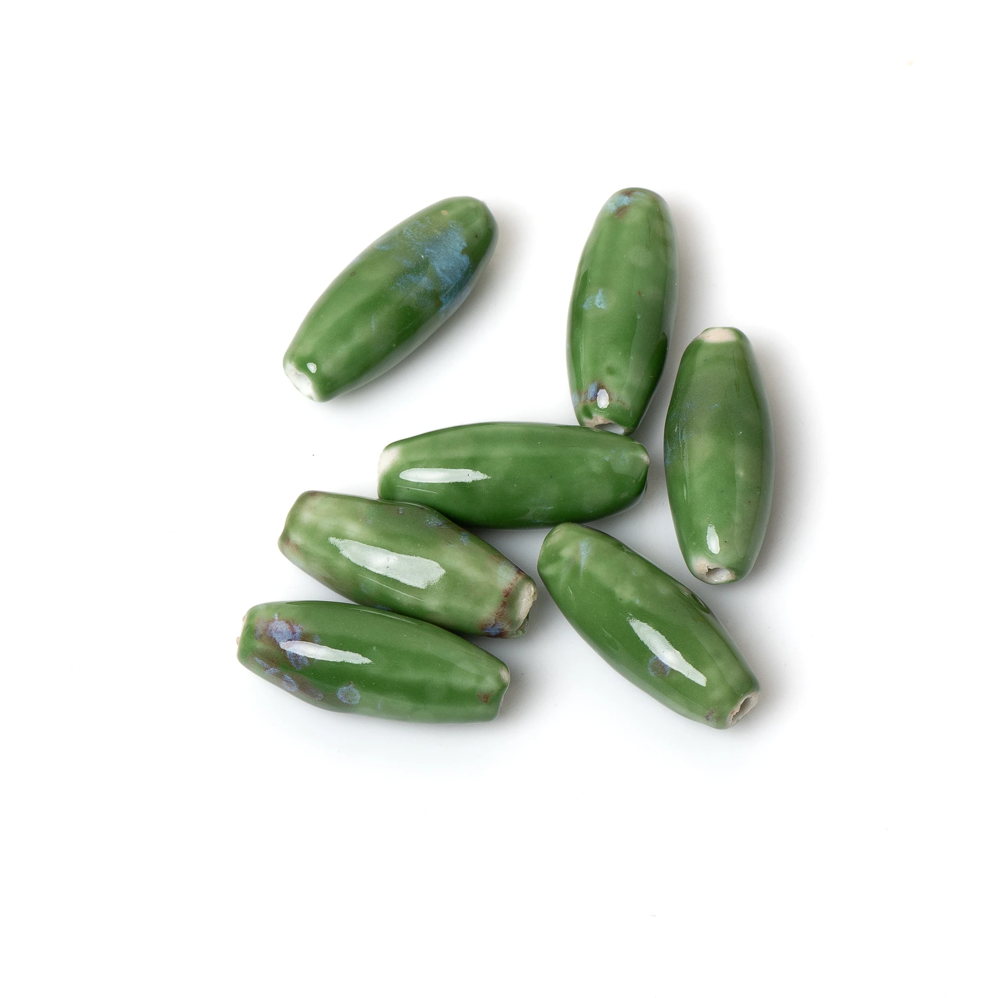 Green Oval Ceramic Beads for Jewelry Making DIY Crafts Handmade Necklace Bracelet Accessories 2PCS