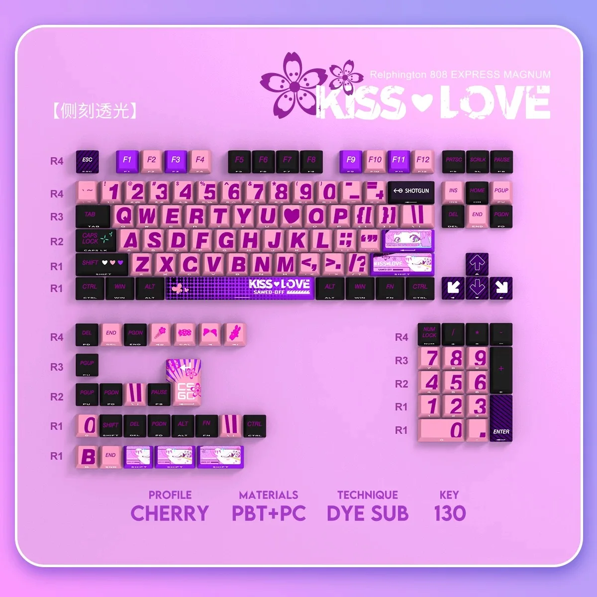 148 keys PBT original factory height full five-sided thermal sublimation mechanical keycap