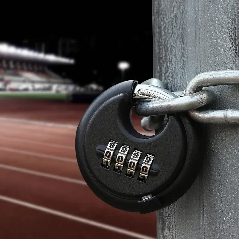 Round Padlocks Stainless Steel Discus Locks 4 Digits Combination Disc Padlock Keyless Heavy Duty Rustproof Locks