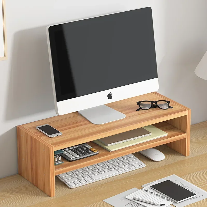 Wooden Computer Mounting Bracket Monitor Support Bracket Office Desk Storage Rack Desktop Stand Desktop Storage Box