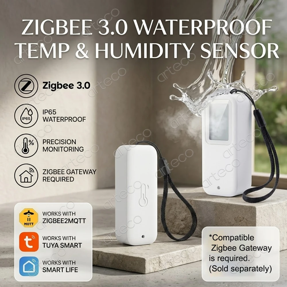 Zigbee Waterproof Temperature Humidity Sensor With Screen Optional Smart Home Thermometer Hygrometer For Smart Life Tuya Z2MQTT