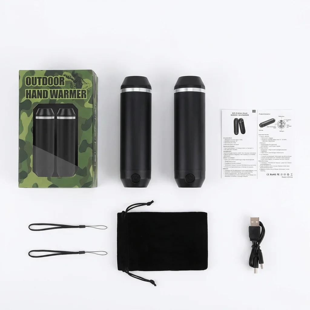 2 Pack Hand Warmers With Power Bank & Flashlight, Rechargeable 10000mAh Pocket Heater, 24Hrs 360° Heating Portable